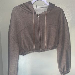 brown cropped hoodie